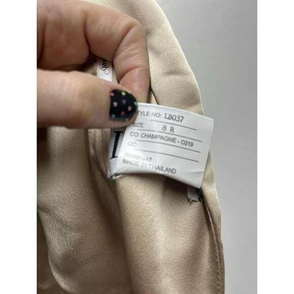 Lovely NEW HIGH NECK BACKLESS MAXI DRESS WITH SLIM BELT IN CHAMPAGNE Size 8 R - Picture 4 of 8